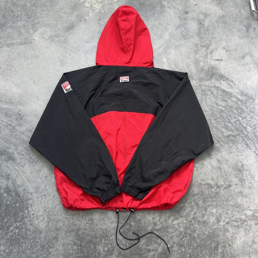 VINTAGE Marlboro Adventure Team Jacket Mens L Red Black Full Zip Windbreaker 90s - Picture 5 of 9